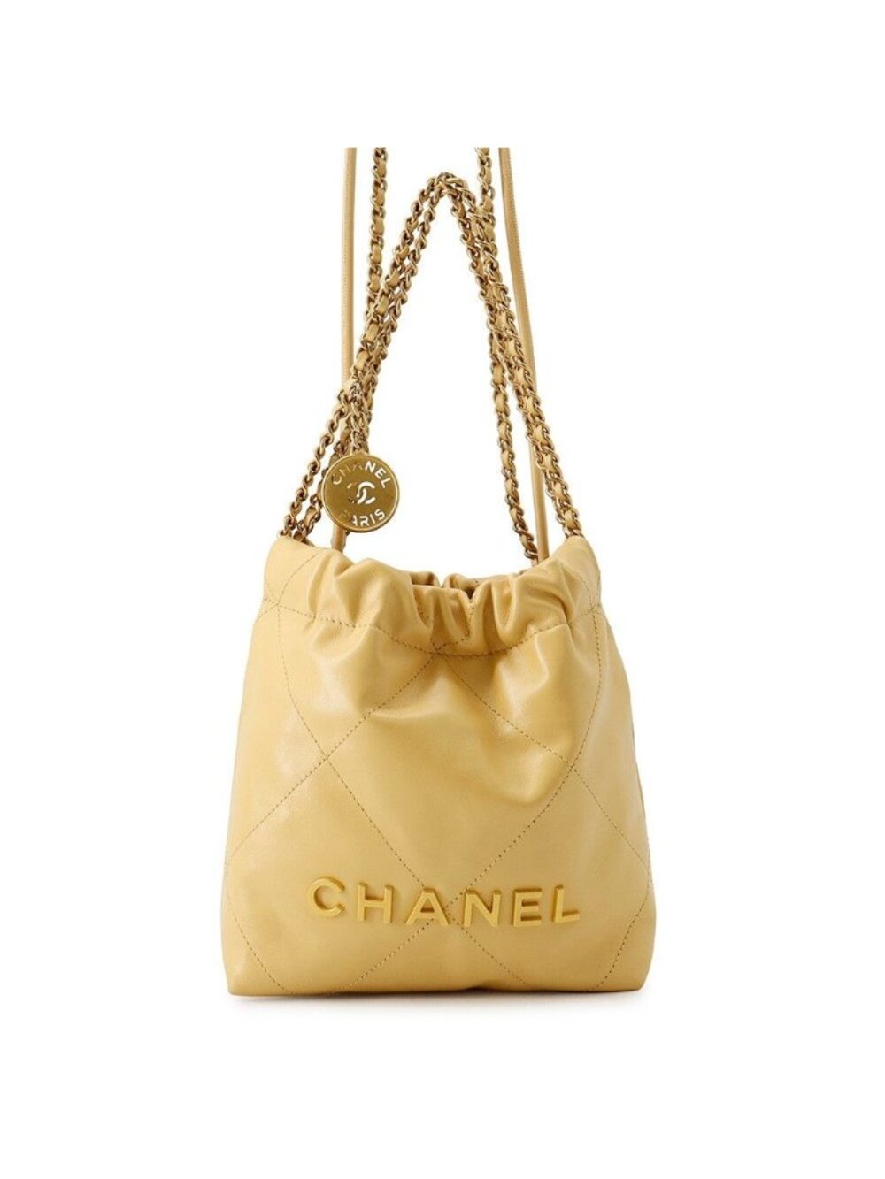 Chanel 22 Mini CC Logo Shiny Calf Leather 2-Way Shoulder